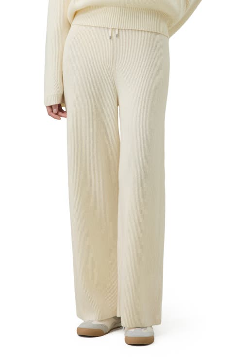Women's Machine-washable Wool Wide-leg Knit Pants