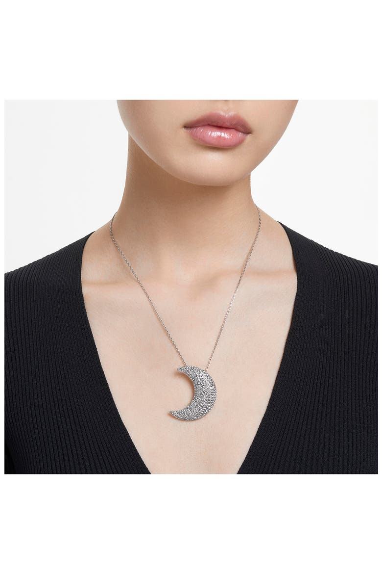 Luna XL Crystal Pendant Necklace, Alternate, color, SILVER