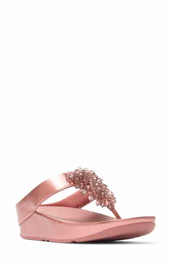 Rumba Iridescent Beaded Post Toe Wedge Sandal