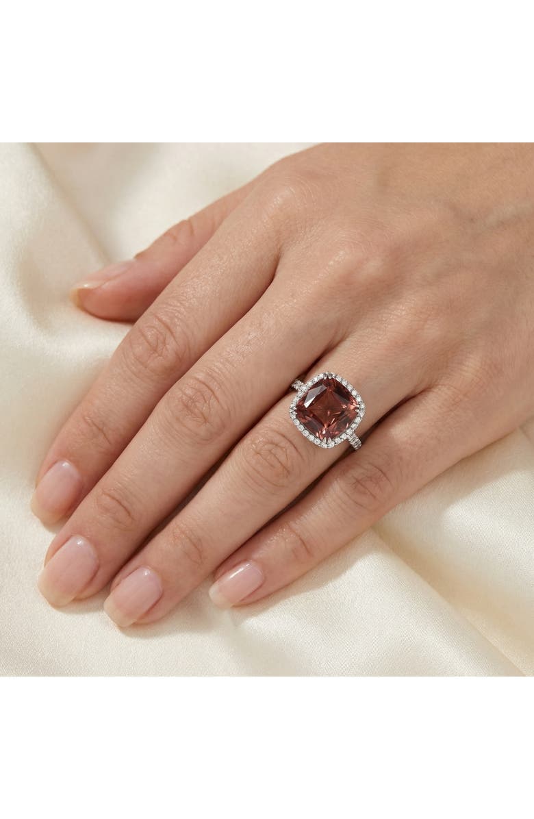 Bliss Diamond 6.84Ct Red Brown Cushion Tourmaline Diamond Halo Ring 14k Gold Lab Grown, Alternate, color,