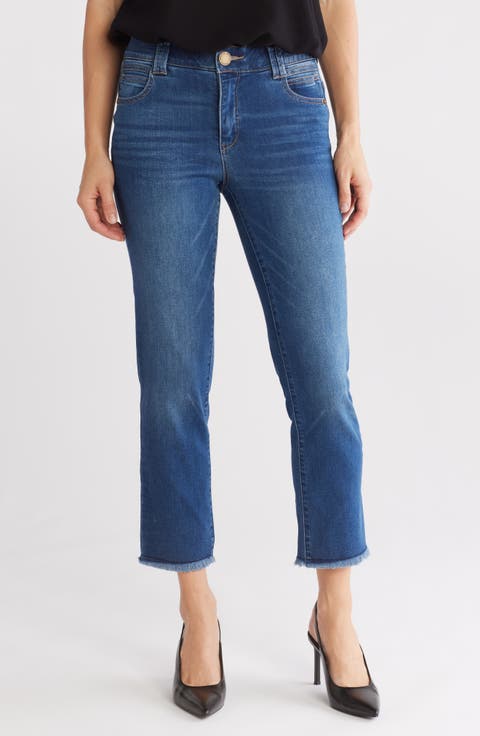 Fray Hem Slim Straight Jeans