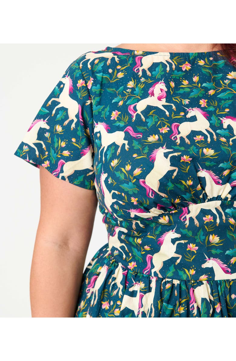 Unique Vintage Plus Size Smocked Back Swing Dress, Alternate, color, Navy