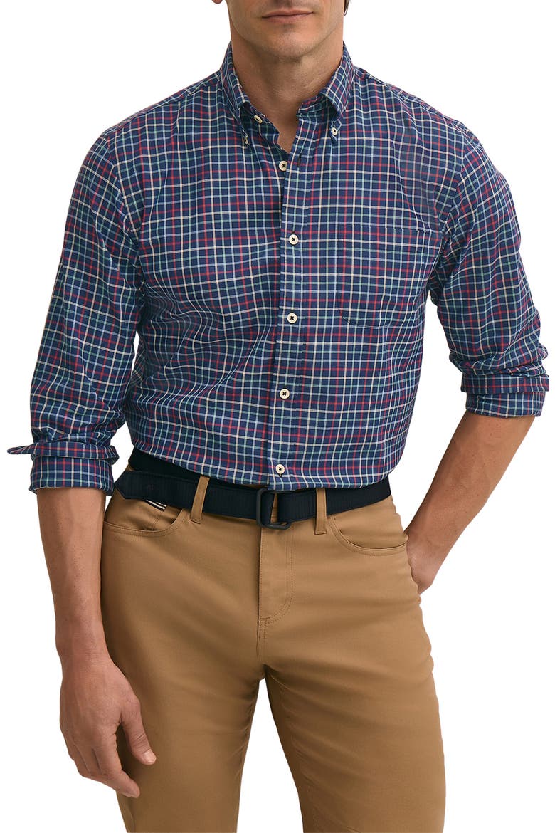 Performance Series Plaid Button-Down Oxford Shirt, Main, color, NAVY MULTI PLAID