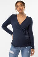 PinkBlush Brushed Knit Wrap Front Top