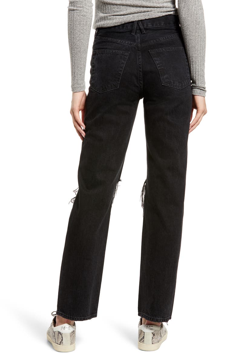 SLVRLAKE London High Rise Straight Leg Jeans, Alternate, color, Shadow Ridge Destructed