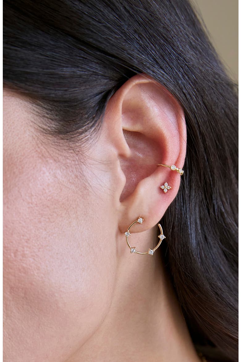 14k Gold Diamond Front Hoop Earrings, Alternate, color, 14K YELLOW GOLD