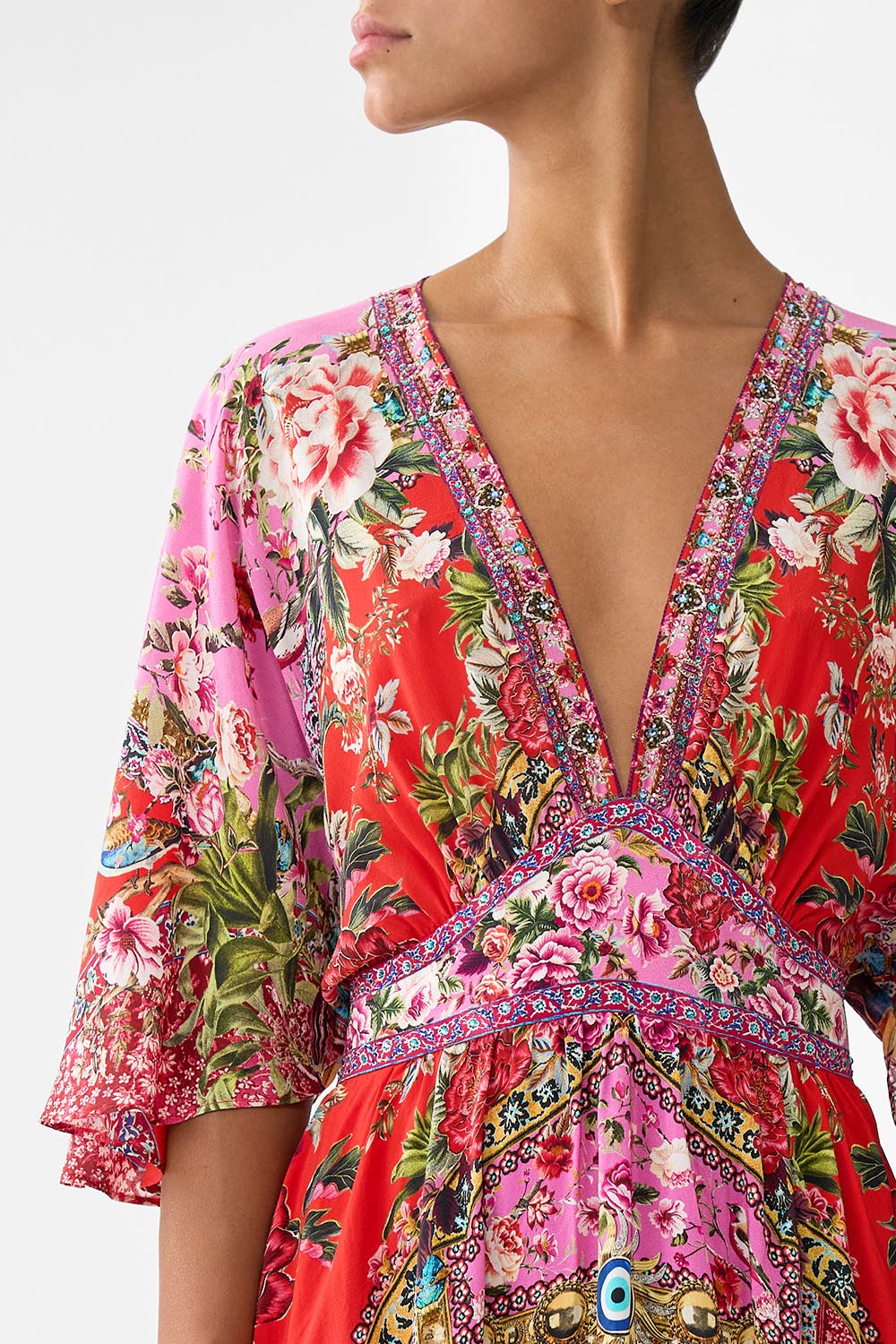 Waisted Dress With Hem Ruffle - image 2