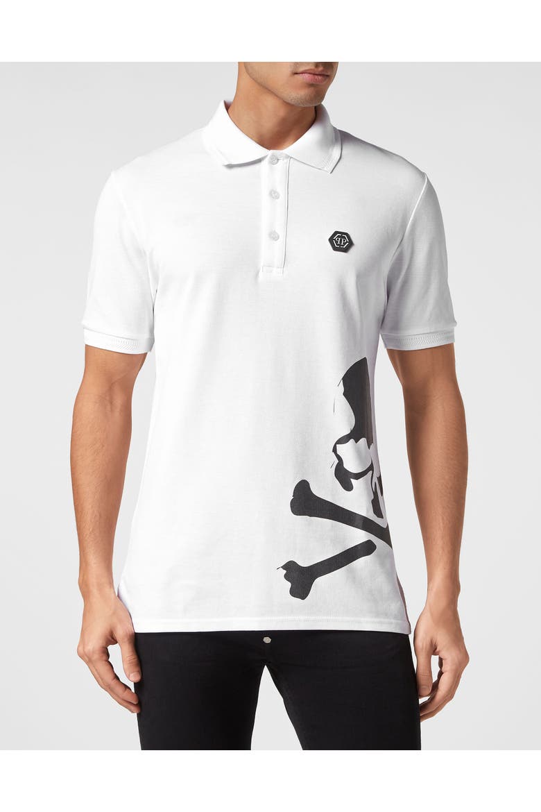 Polo Shirt Skull&Bones Men, Main, color, white