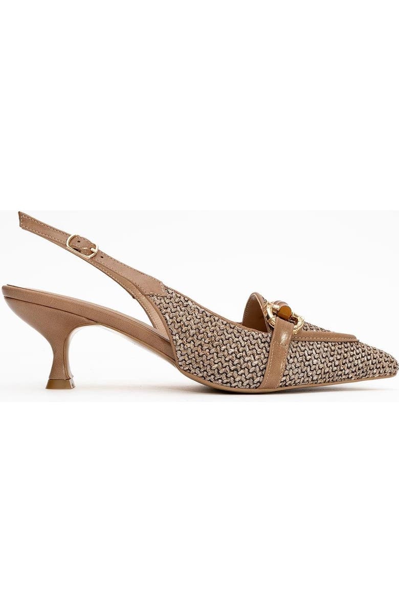 Prologue Shoes Osca Pointed Toe Buckled Slingback Pump, Alternate, color, Beige