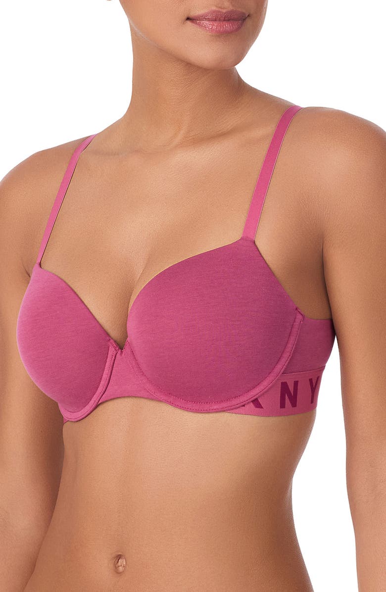 DKNY Cozy Boyfriend T-Shirt Bra, Alternate, color, Dark Rose