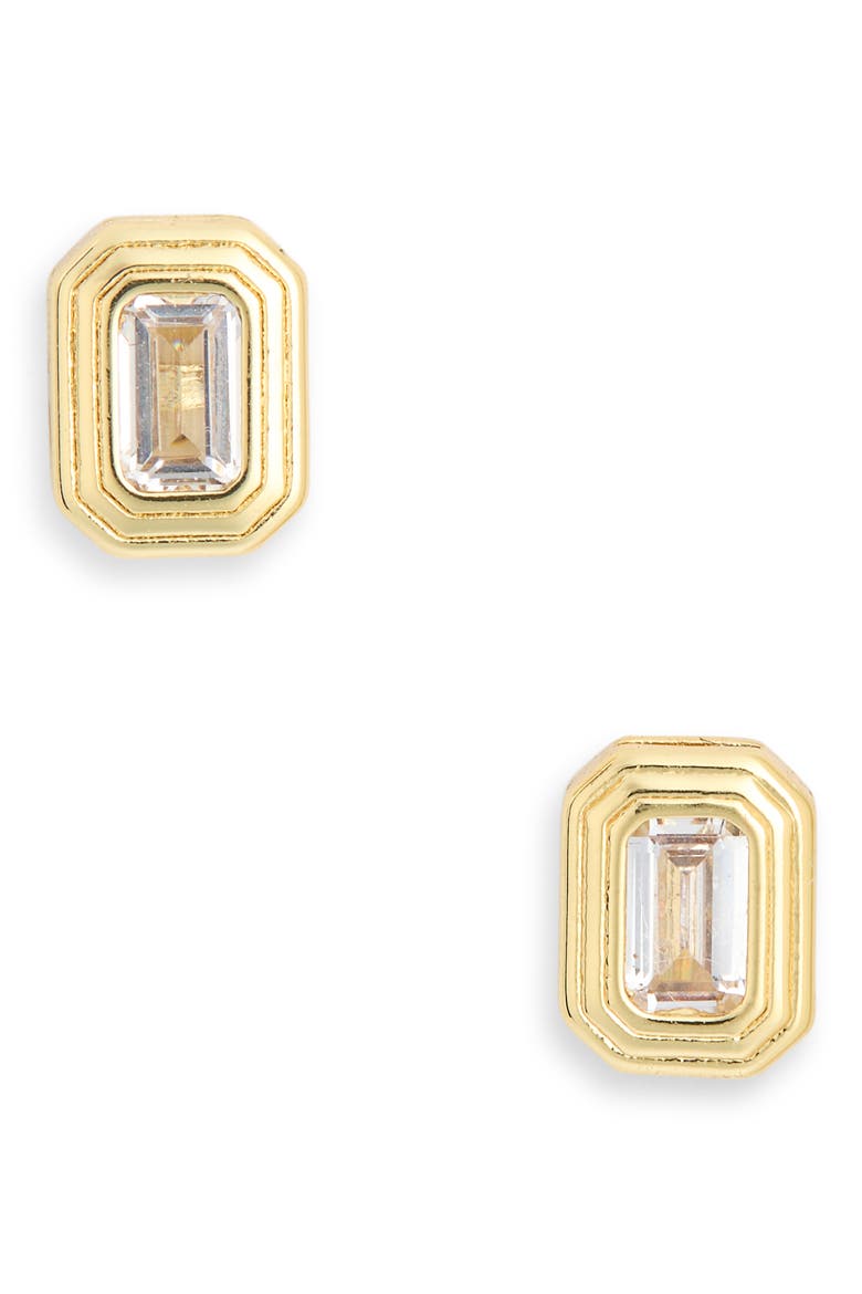 Cubic Zirconia Geometric Stud Earrings, Main, color, CLEAR- GOLD