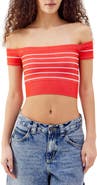 BDG Urban Outfitters Stripe Rib Off-the-Shoulder Crop Top