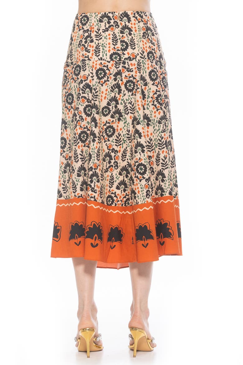 Hadley Stretch Cotton Midi Skirt, Alternate, color, BEIGE MULTI
