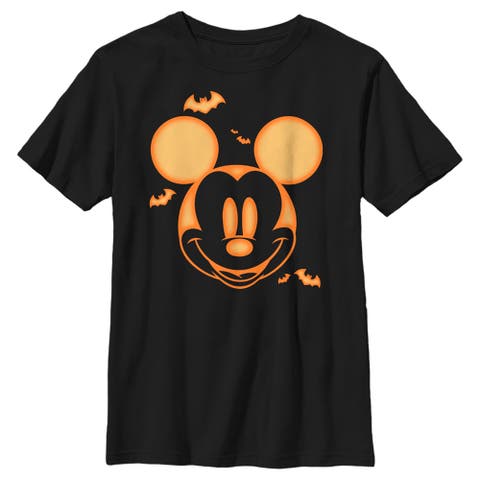 Boy's Mickey & Friends Mickey Mouse Pumpkin Halloween Face  Graphic T-Shirt