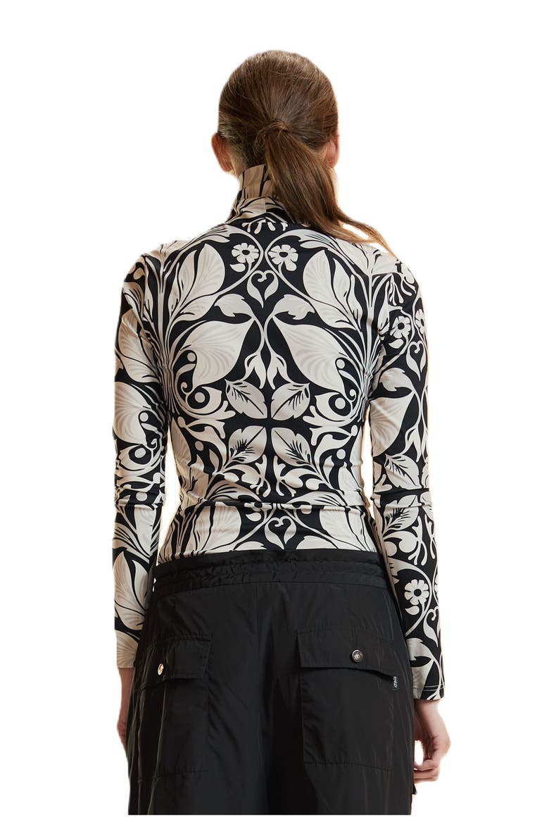 Turtle Neck Lycra Top, Alternate, color, Black/White