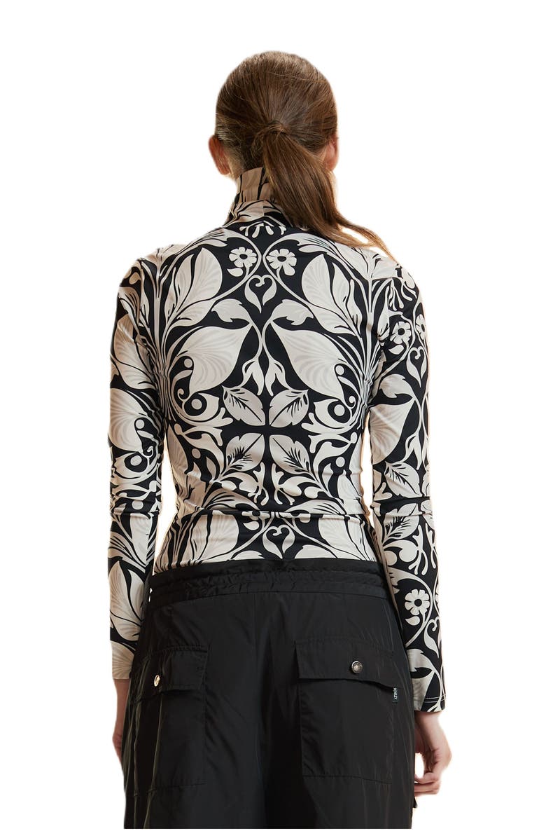 Cynthia Rowley Turtle Neck Lycra Top, Alternate, color, Black/White