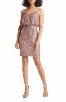 Sequin Blouson Sheath Dress