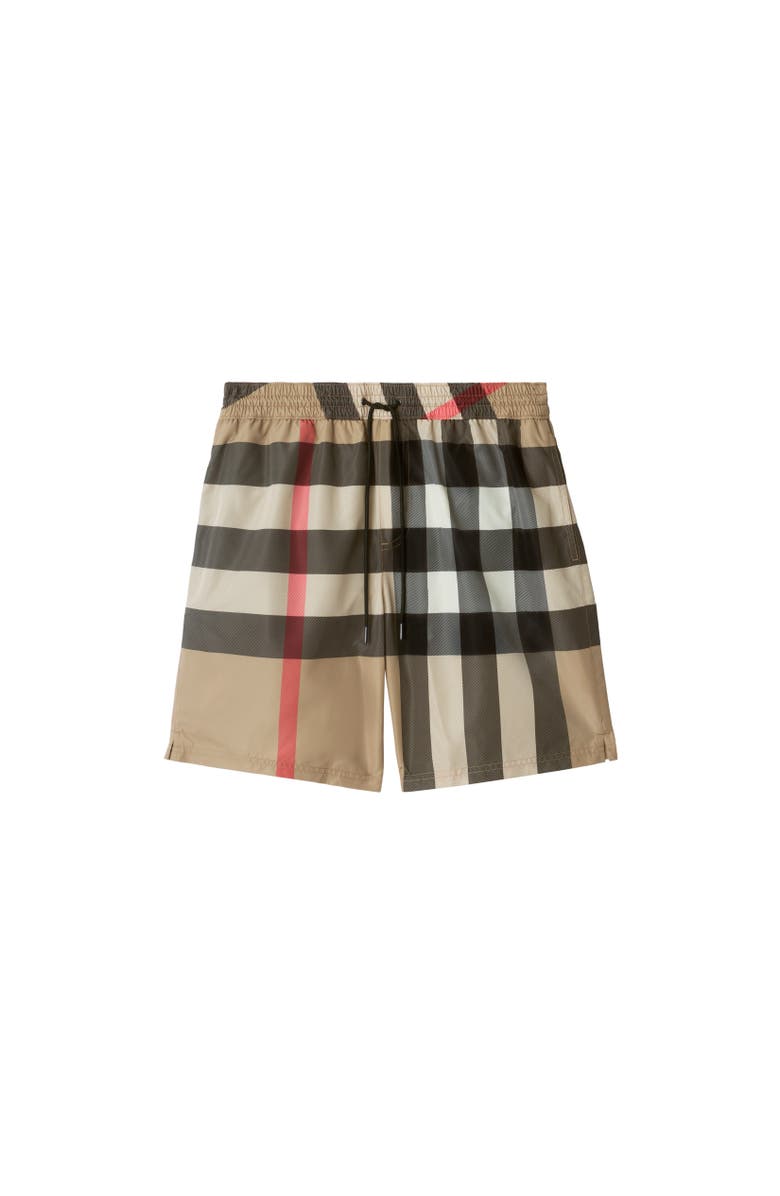 Burberry Check Swim Shorts, Alternate, color, Archive Beige
