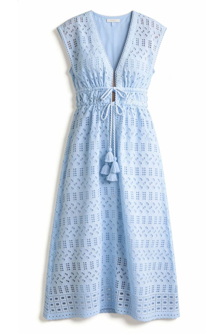 Fontelina Cap Sleeve Eyelet Cover-up, Alternate, color, Light Blue