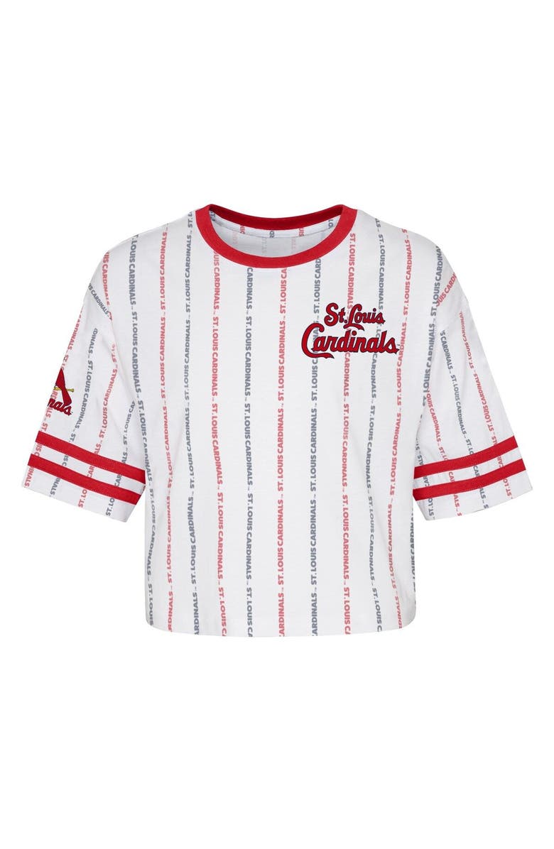 Outerstuff Girls Youth White St. Louis Cardinals Ball Striped T-Shirt, Alternate, color, 