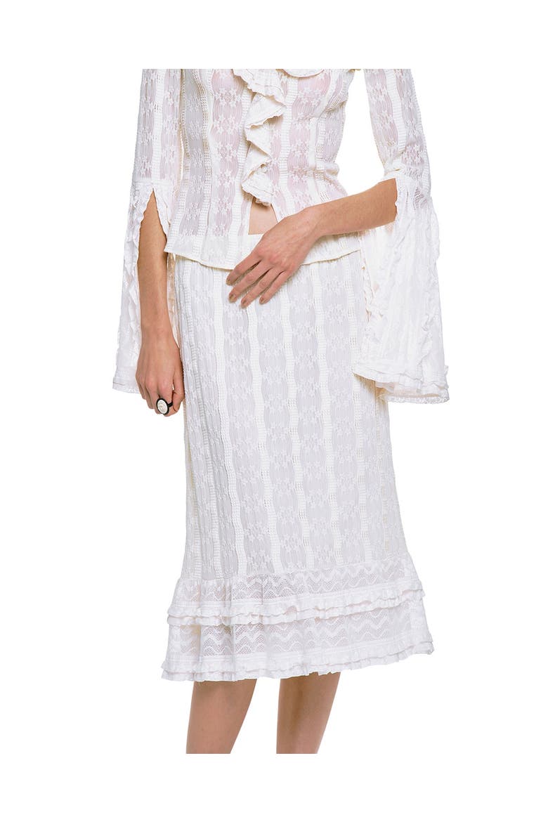 Floral Ruffle Stretch Lace Skirt, Alternate, color, Cream