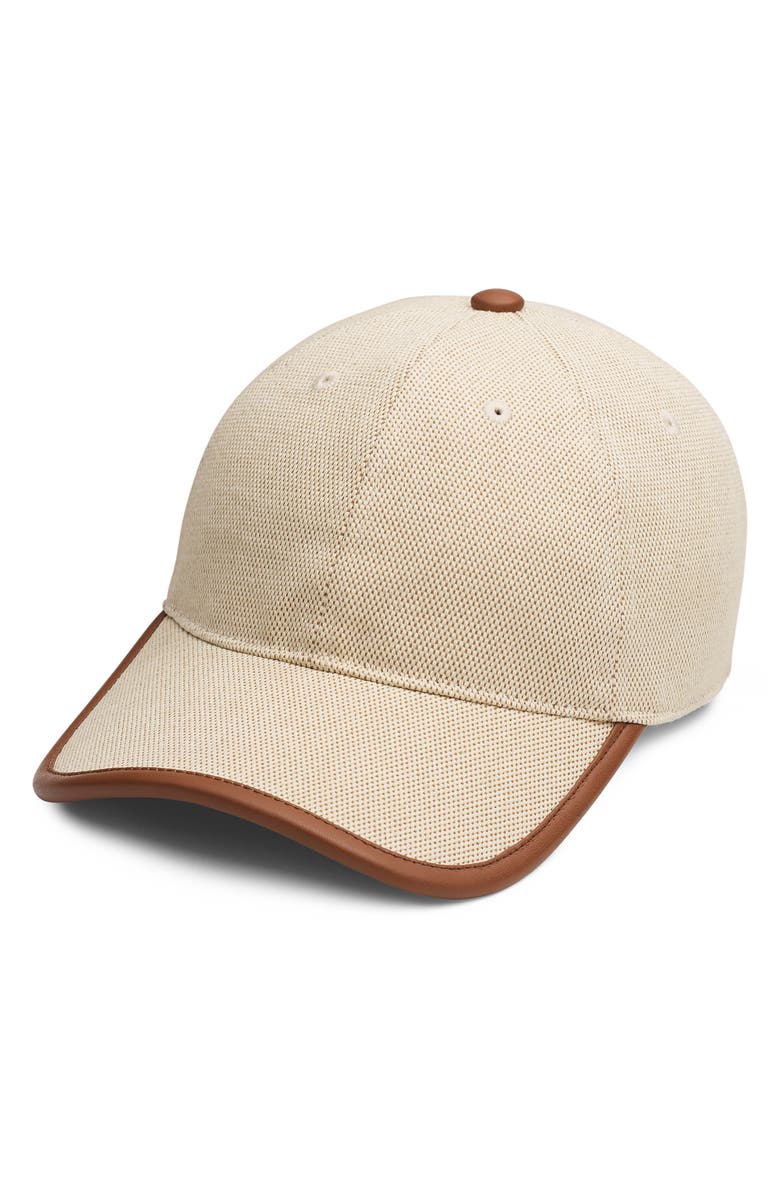 rag & bone Harlow Faux Leather Trim Cotton Canvas Baseball Cap, Main, color,