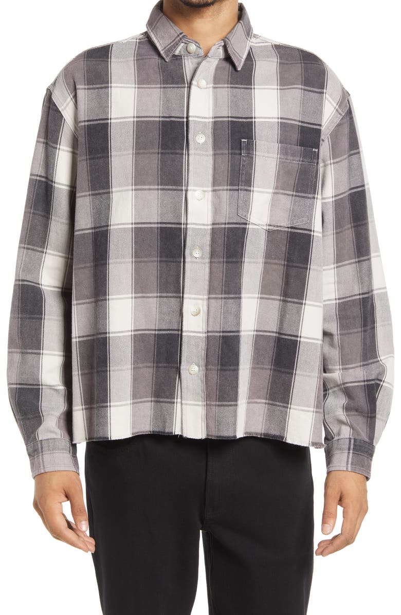John Elliott Hemi Point Sur Check Oversize Cotton Button-Up Shirt, Main, color,