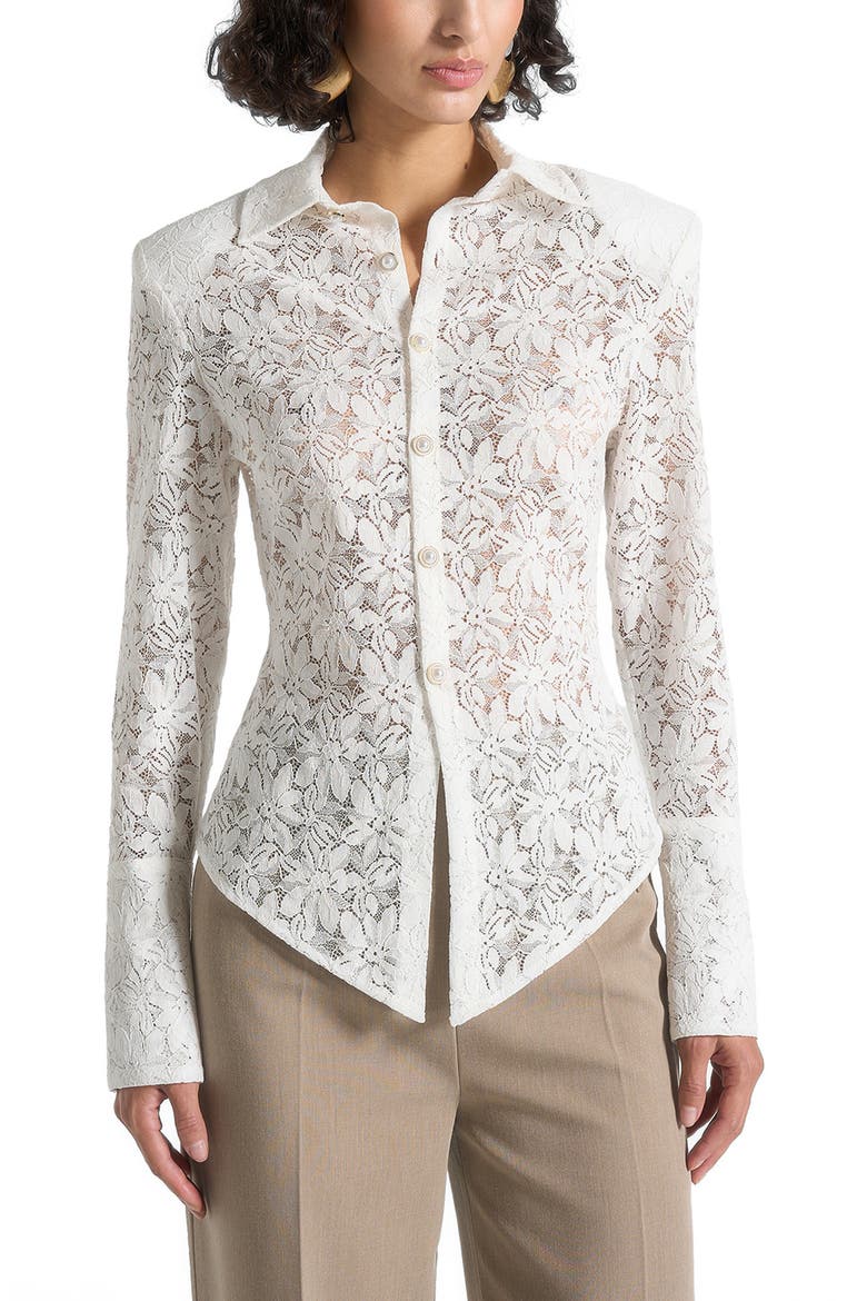 Sila Wide Shoulder Lace Angled Shirt, Main, color, White