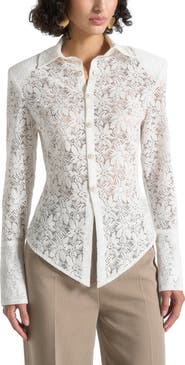 Manière De Voir Sila Wide Shoulder Lace Angled Shirt
