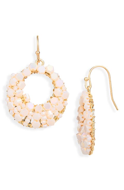 Beaded Frontal Hoop Earrings