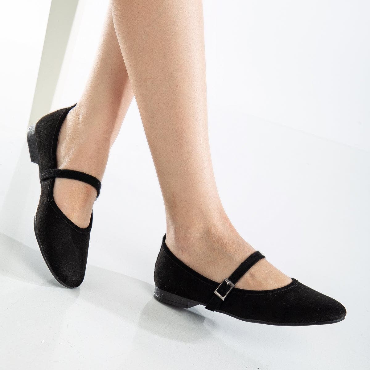 Prologue Shoes Emilie Mary Jane Flat, Alternate, color, Black Suede