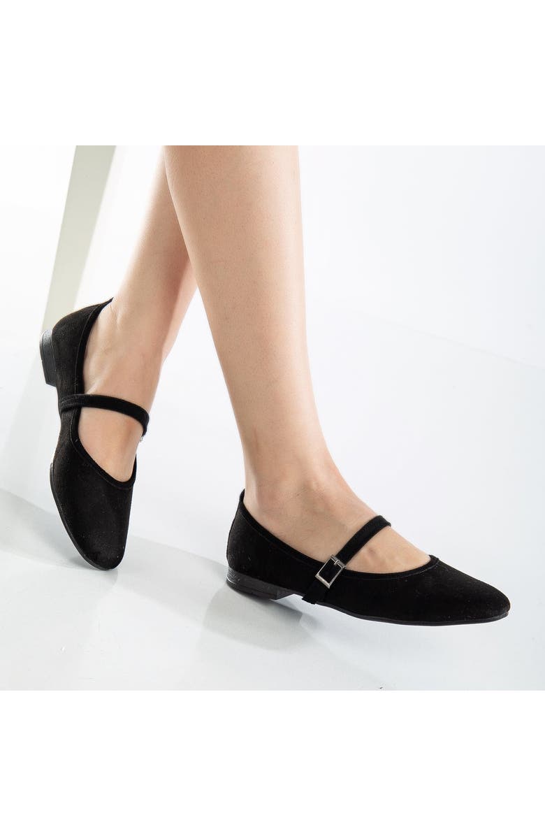 Prologue Shoes Emilie Mary Jane Flat, Alternate, color, Black Suede