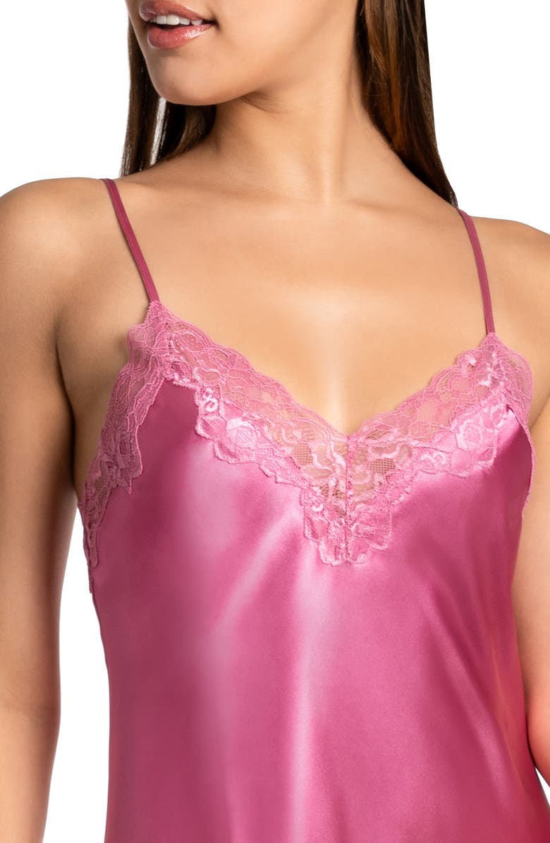 In Bloom by Jonquil Lace Trim Satin Chemise, Alternate, color, 
