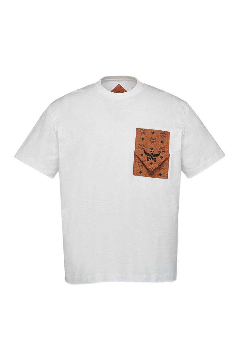 Monogram Patch Pocket T-Shirt in Organic Cotton, Main, color, WHITE