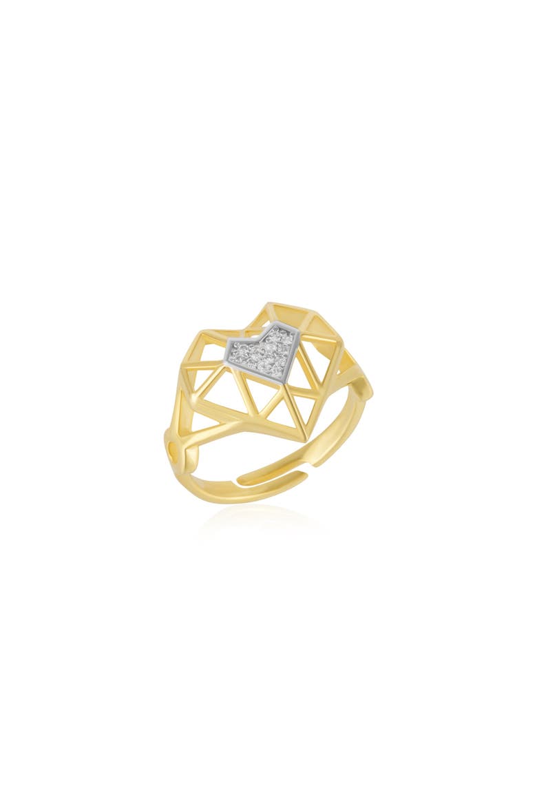 Geometric Heart Adjustable Ring in Sterling Silver, Main, color, Gold