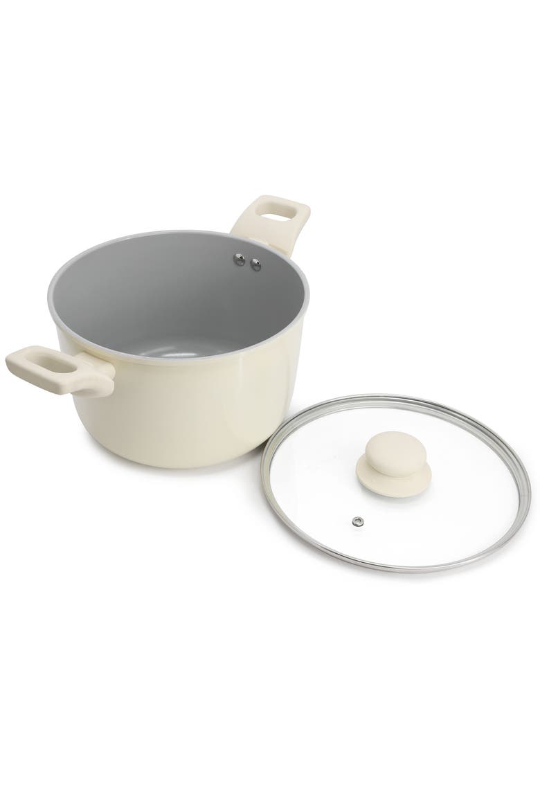 Barnsdall 5 Quart Ceramic Nonstick Aluminum Stock Pot with Lid, Alternate, color, White