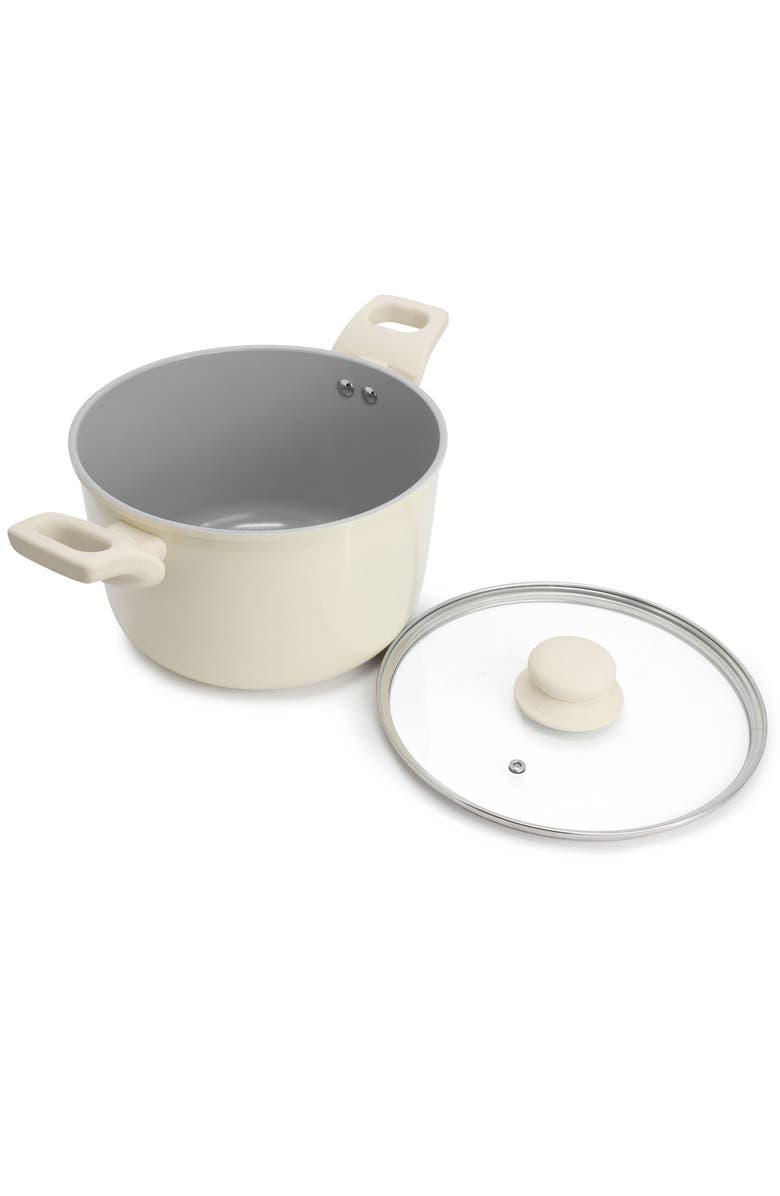 Gibson Home Barnsdall 5 Quart Ceramic Nonstick Aluminum Stock Pot with Lid, Alternate, color, White