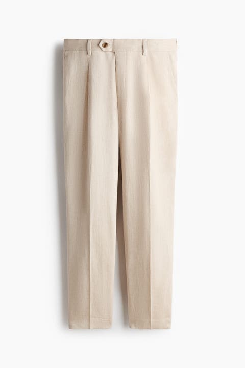 Regular Fit Tailored Linen-blend Trousers