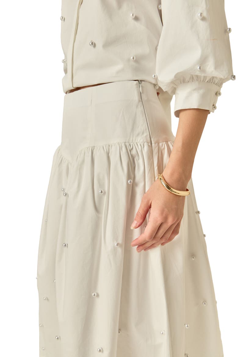 Pearly Bead Poplin Maxi Skirt, Alternate, color, WHITE