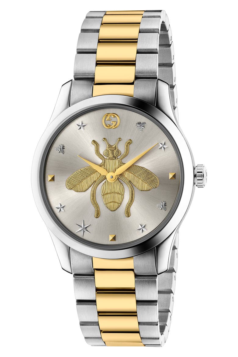 G-Timeless Bee Bracelet Watch, 38mm, Main, color, NO COLOR
