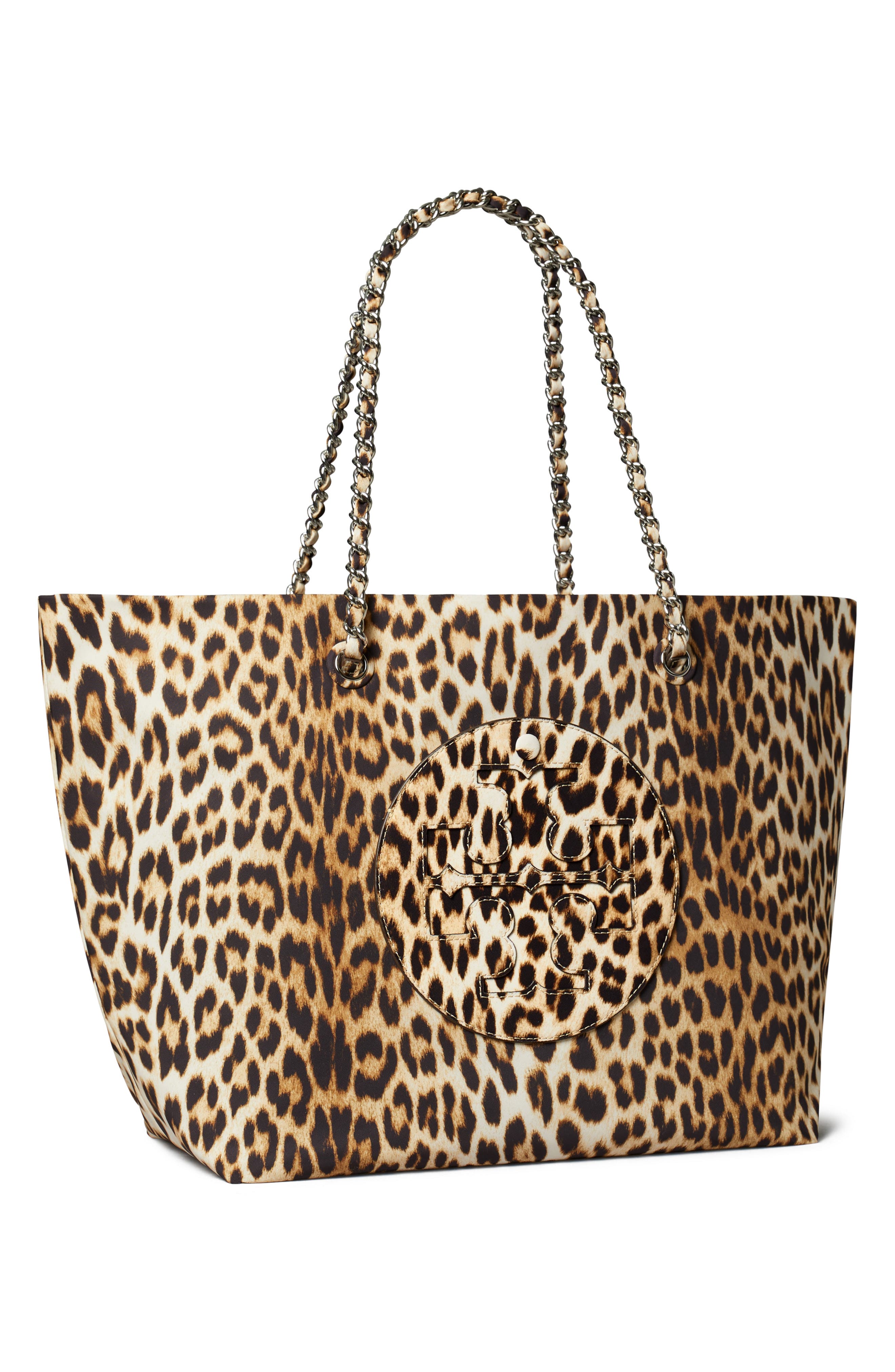 Tory Burch Ella Leopard Print Tote, Alternate, color, 