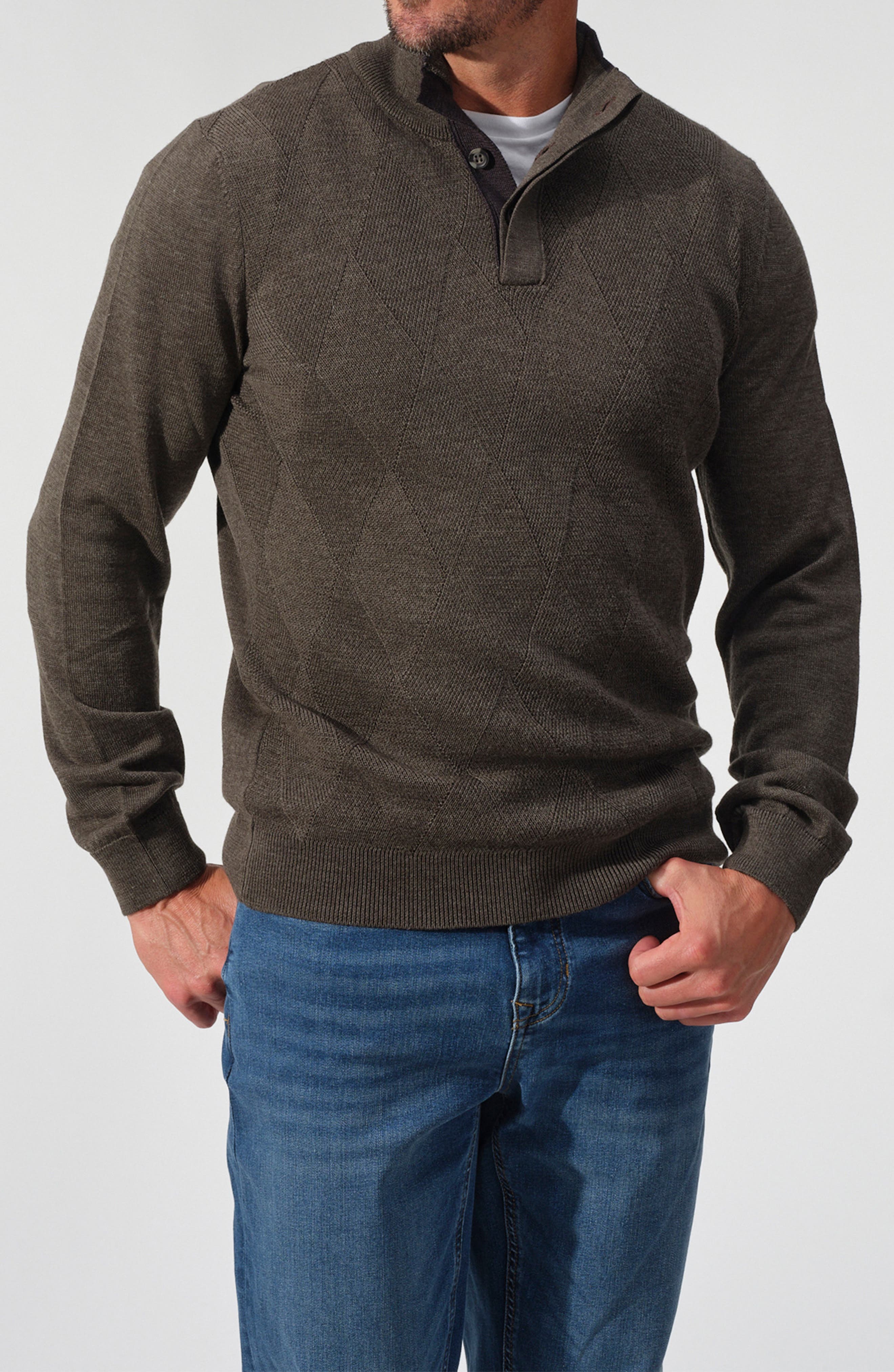 Merino Wool Button Pullover Sweater