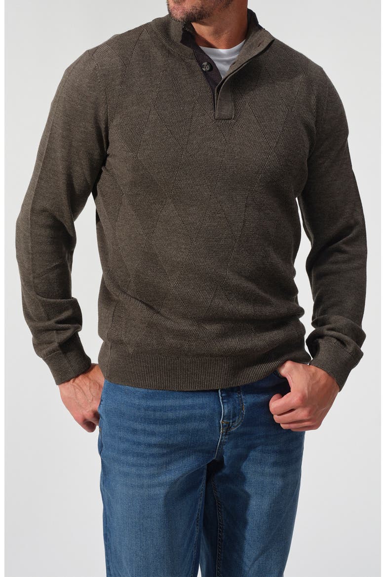 Merino Wool Button Pullover Sweater, Main, color, BROWN
