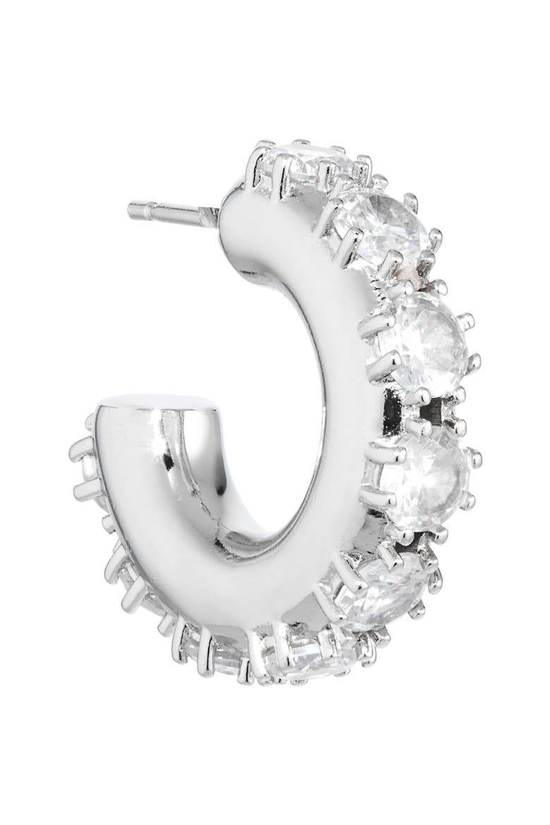 Nina Crystal Hoop Earrings, Alternate, color, PALLADIUM