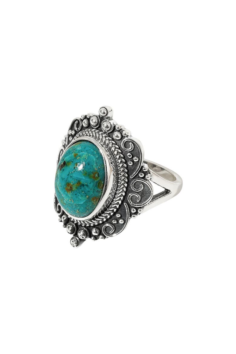 Chrysocolla Silver Plated Ring, Alternate, color, BLUE