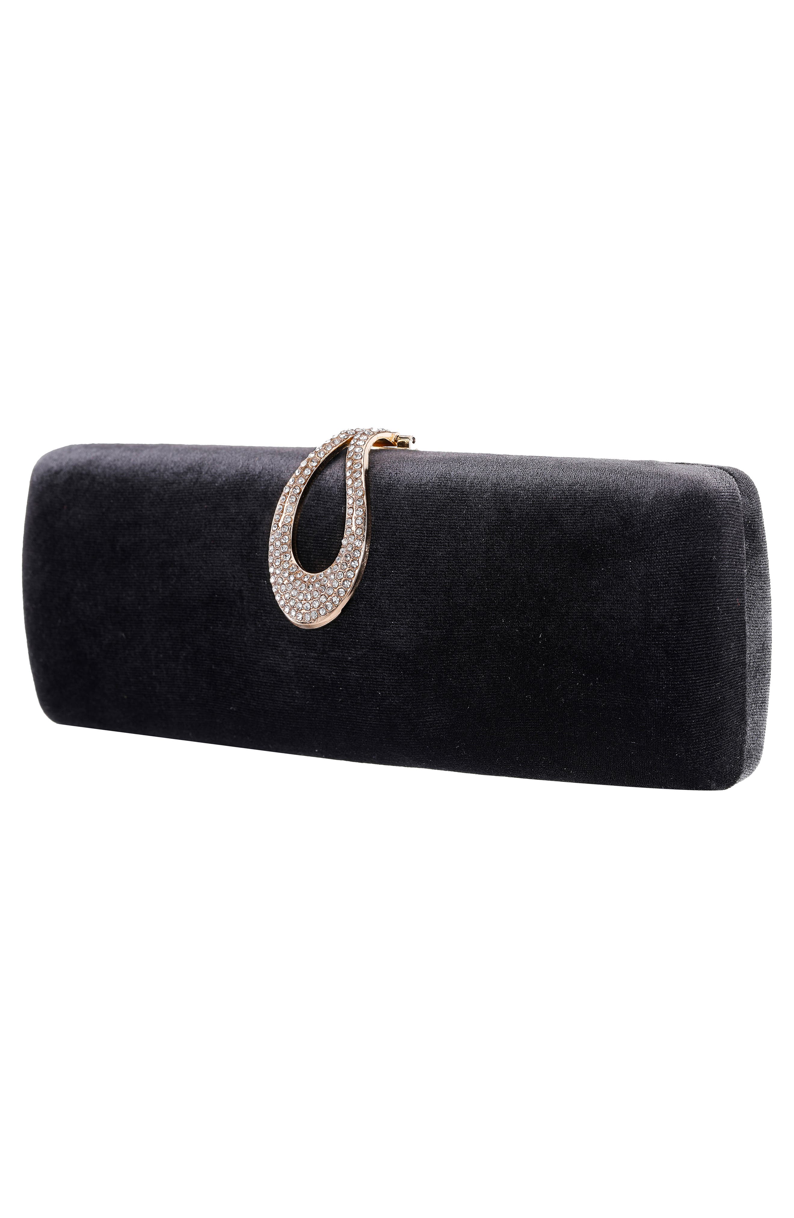 Rumi Velvet Clutch, Alternate, color, BLACK