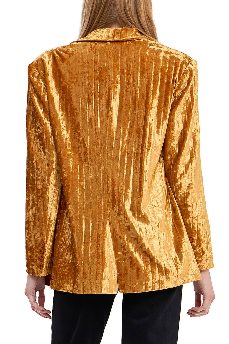 Pleated Crushed Velvet Blazer, Alternate, color, GOLD
