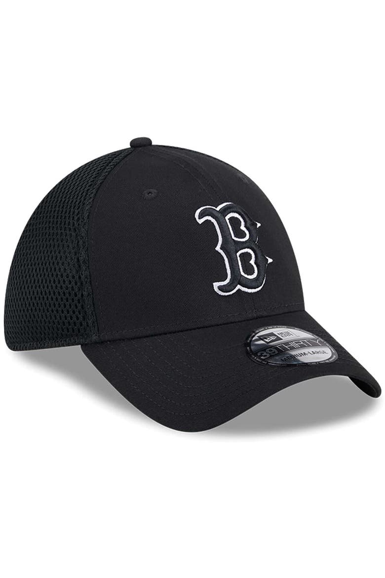 Men's New Era Boston Red Sox Evergreen Black & White Neo 39THIRTY Flex Hat, Alternate, color, Black