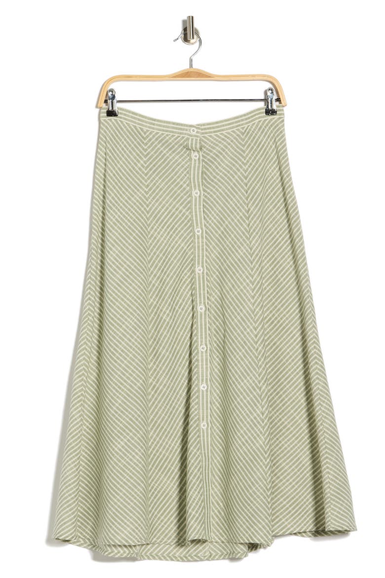 Stripe Button Front Maxi Skirt, Alternate, color, IVY/ OFF WHITE