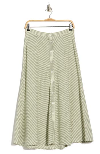 Max Studio Stripe Button Front Maxi Skirt